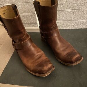 Frye Dark Brown Leather Harness Boots